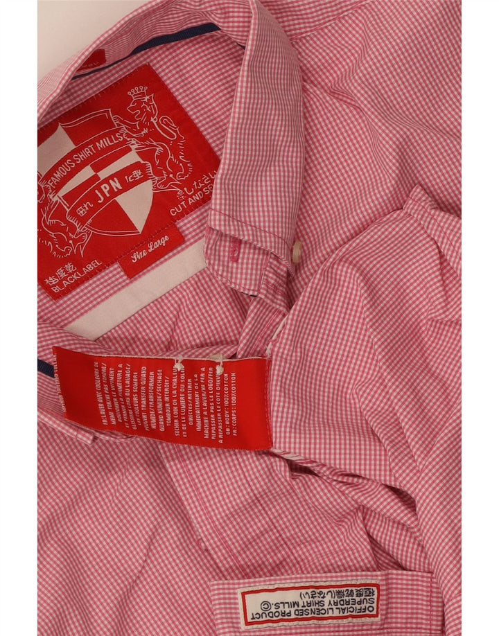 Camicia a maniche corte da uomo Superdry in cotone a quadri rosa grande