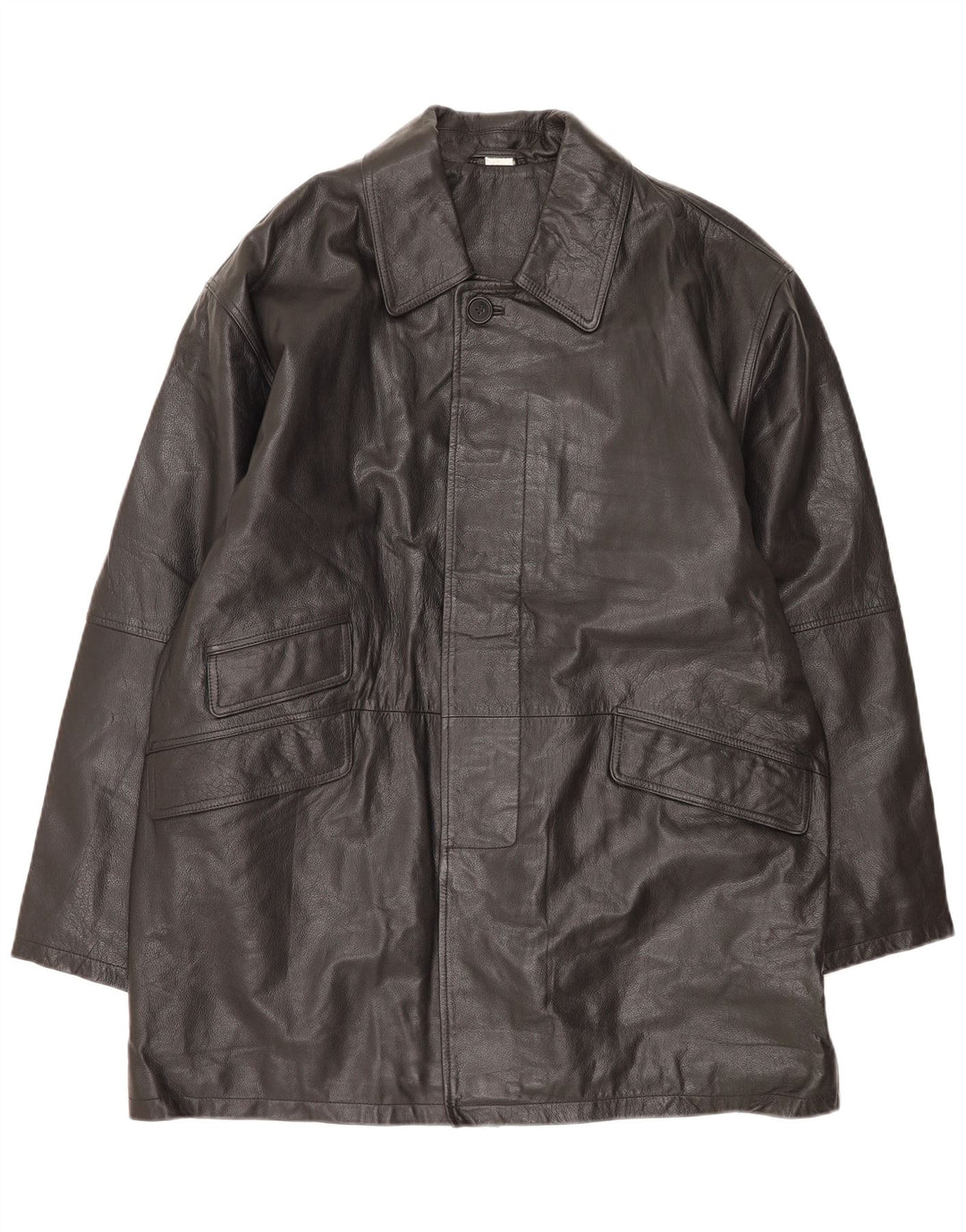Cappotto in pelle vintage da uomo UK 44/46 XL in pelle nera