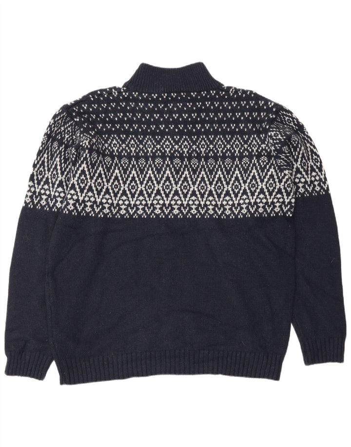 Marks & Spencer maglione da uomo con collo con zip blu Harbour grande blu navy