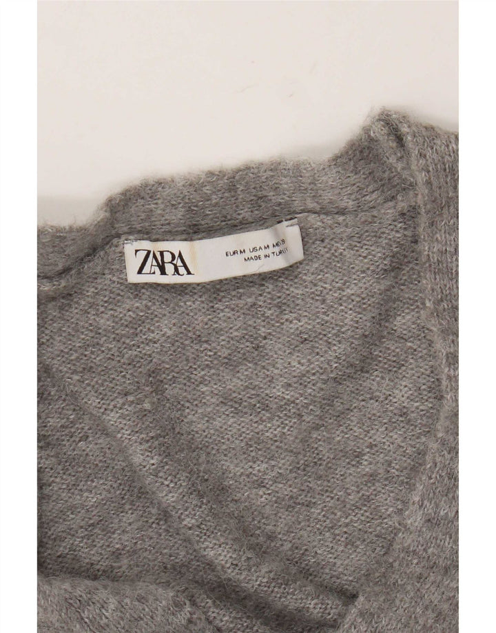 Maglione cardigan corto da donna Zara UK 14 Grigio medio