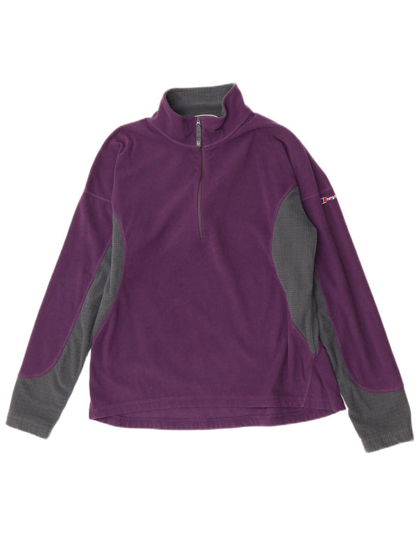 Maglione in pile da donna Berghaus con zip e collo UK 18 XL viola Colourblock Sports