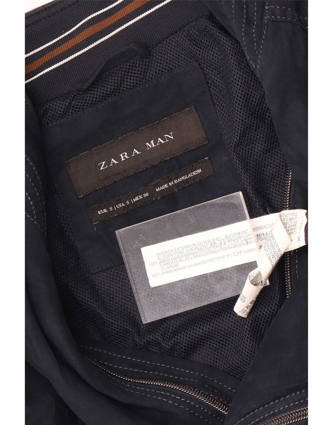 Giubbotto bomber da uomo Zara UK 36 piccolo poliestere blu navy