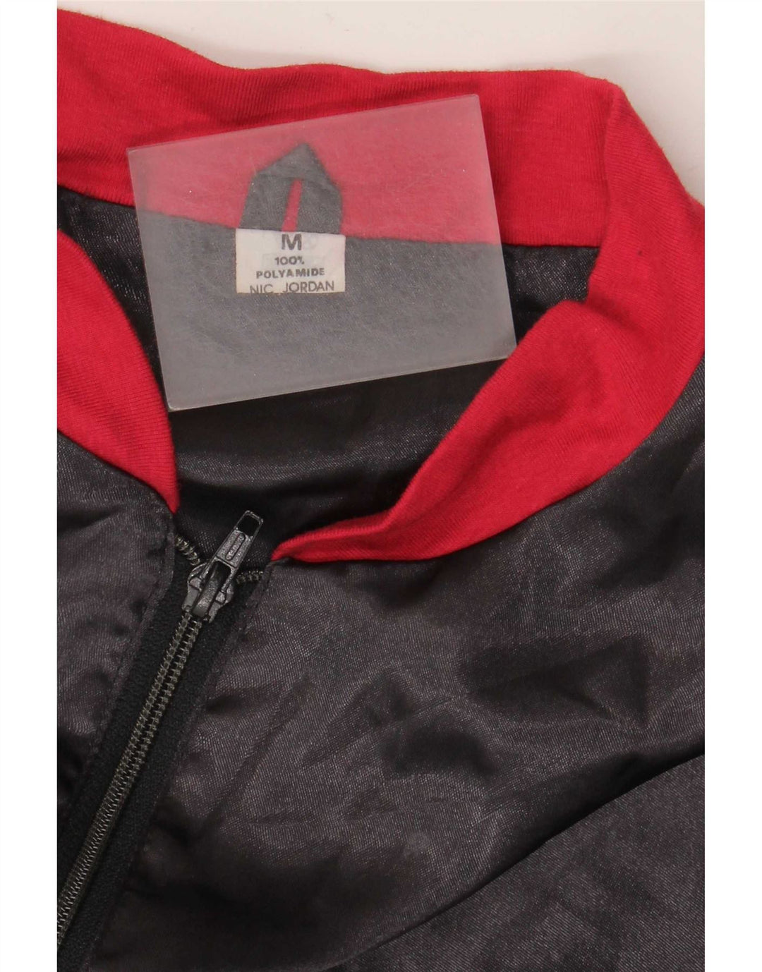 Giubbotto bomber vintage da uomo UK 38 medio nero color block in poliammide