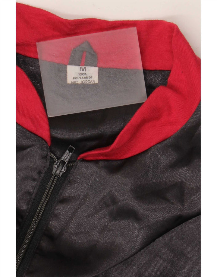 Giubbotto bomber vintage da uomo UK 38 medio nero color block in poliammide