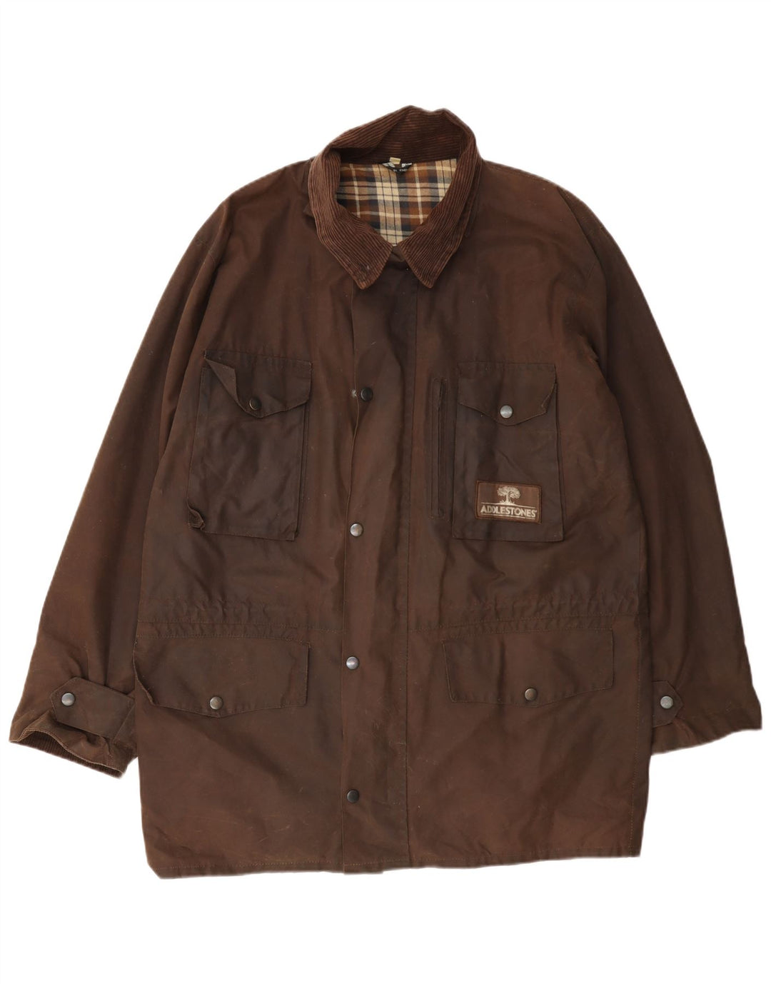 Giacca vintage da uomo in cotone cerato UK 38 Marrone medio