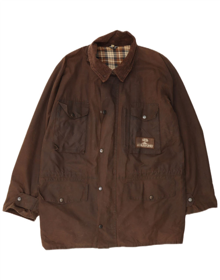 Giacca vintage da uomo in cotone cerato UK 38 Marrone medio
