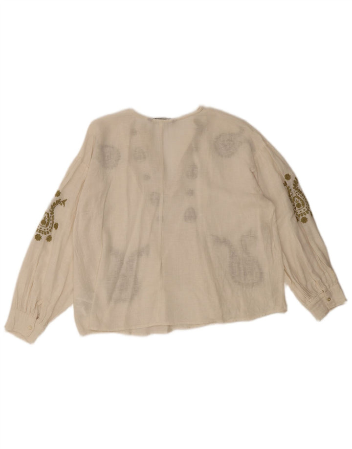 Camicetta oversize da donna Zara Top UK 10 Small Poliestere bianco con motivo cachemire