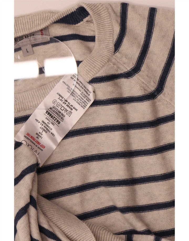 Marks & Spencer Maglione da uomo con scollo a barca a righe grandi grigie