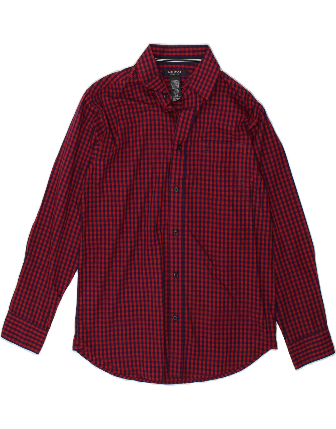 NAUTICA Boys Shirt 13-14 Years Red Gingham Cotton Vintage Nautica and Second-Hand Nautica from Messina Hembry 