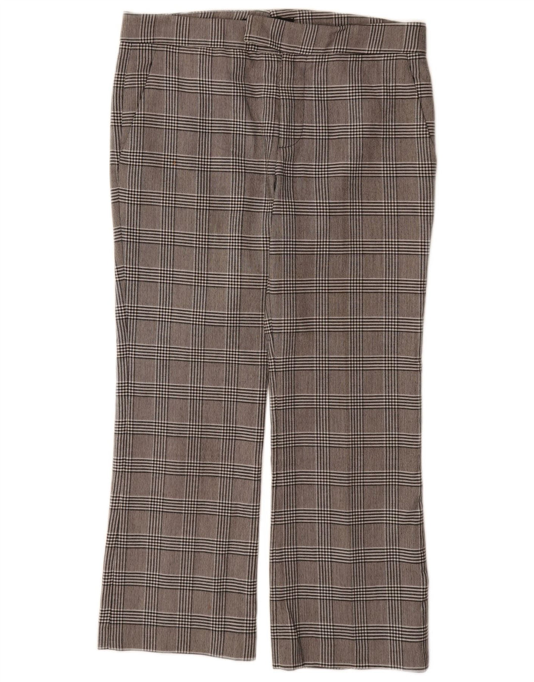 Pantaloni da abito dritti da donna Zara EU 38 Small W32 L26 Poliestere a quadri grigi