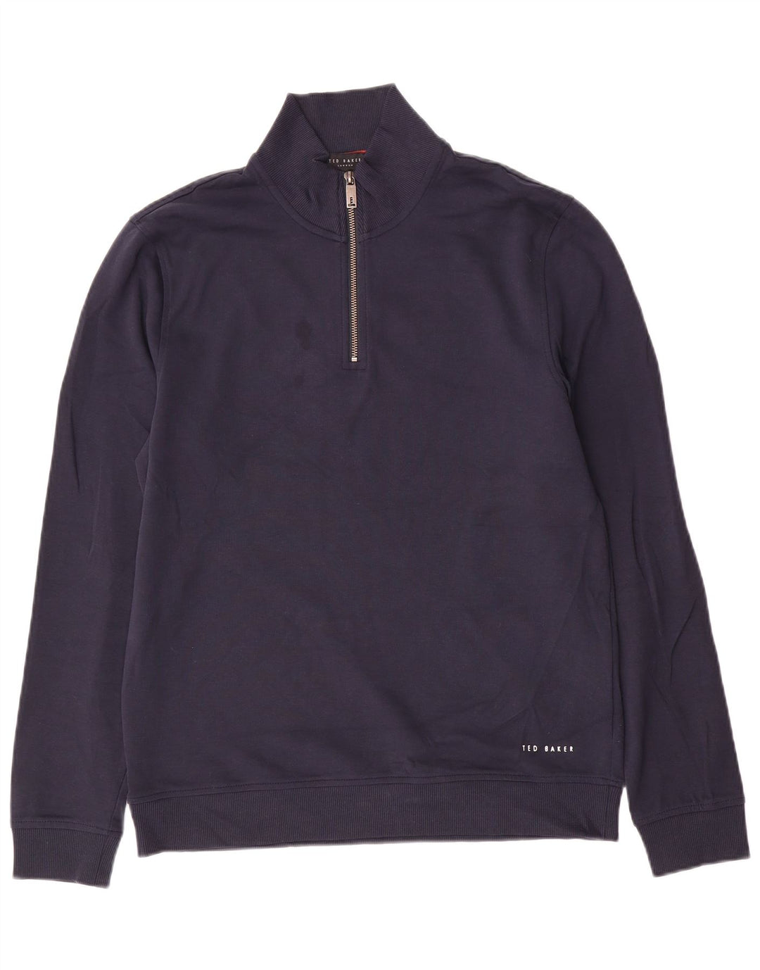 Felpa da uomo con collo con zip Ted Baker, taglia 3, cotone medio blu navy