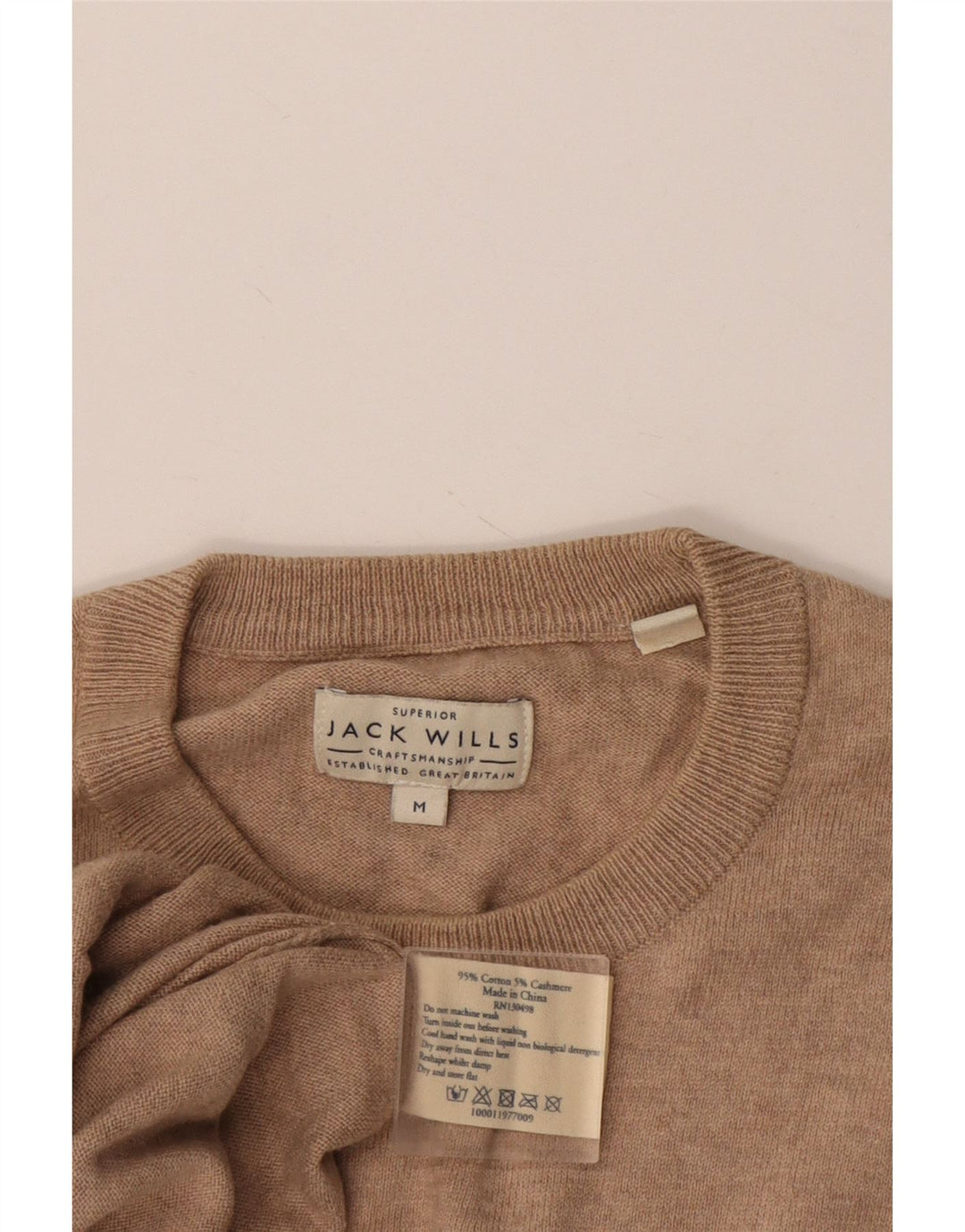 JACK WILLS Maglione girocollo da uomo in cotone screziato beige medio