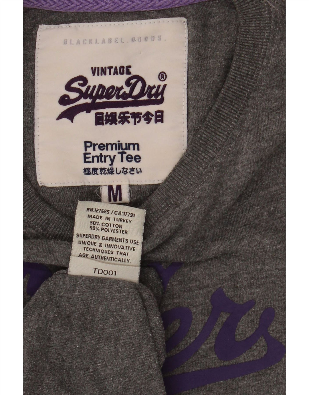 T-shirt grafica da uomo Superdry Top in cotone grigio medio