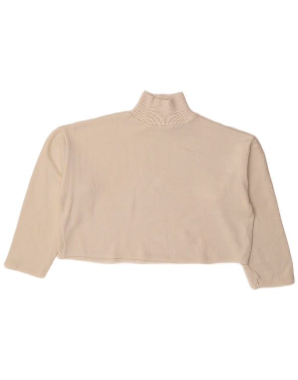 Maglione corto oversize con collo dolcevita da donna Zara UK 10 piccolo bianco sporco