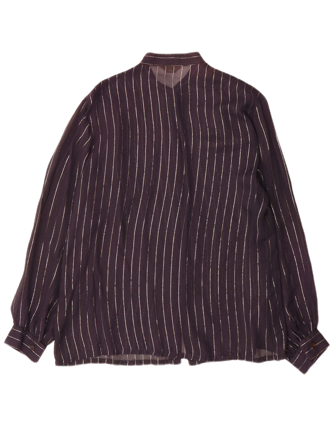 Camicetta camicia vintage da donna IT 46 grande gessato blu navy
