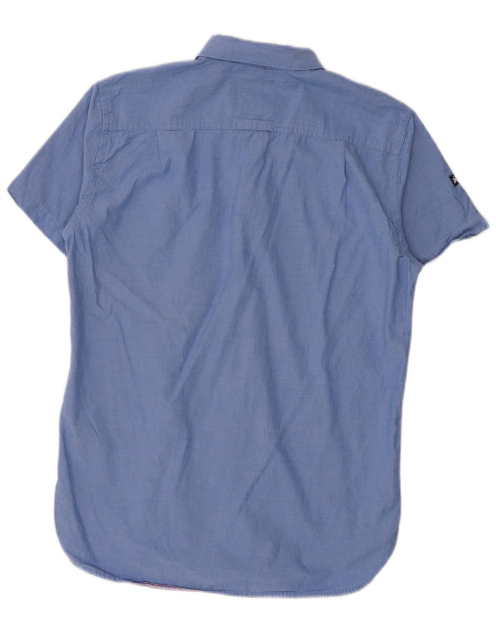 Camicia a maniche corte da uomo Superdry in cotone blu medio