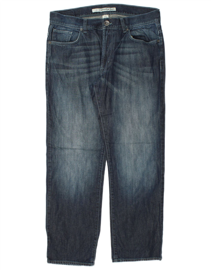 Jeans dritti da uomo DKNY W34 L30 cotone blu navy