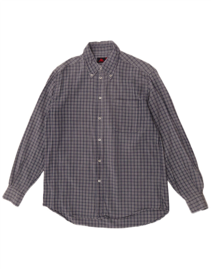 Camicia Kappa Uomo Cotone Check Blu Medio
