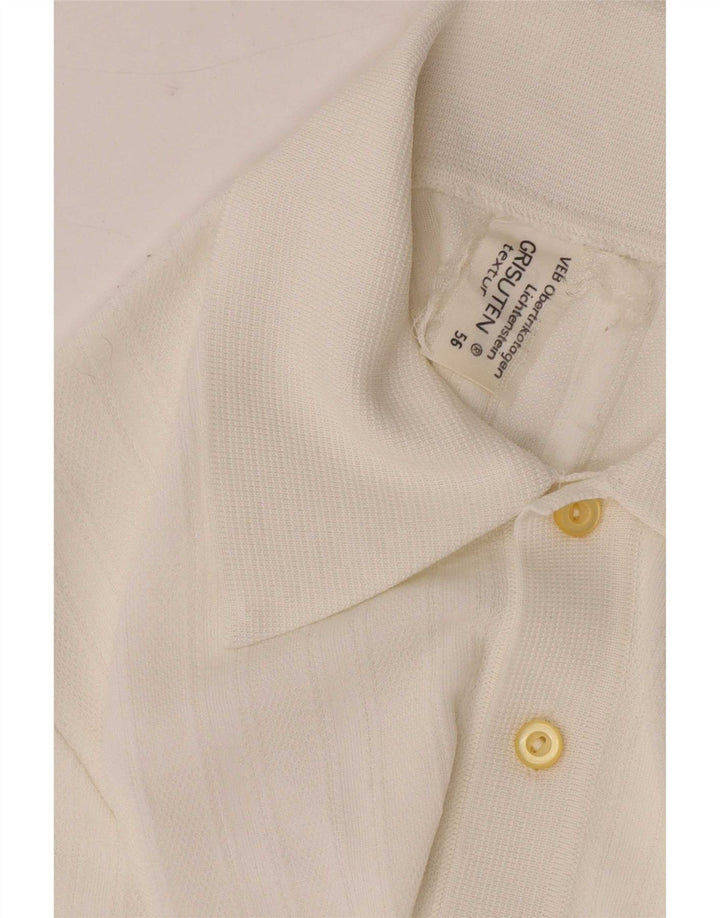 Polo vintage da uomo in sintetico bianco medio