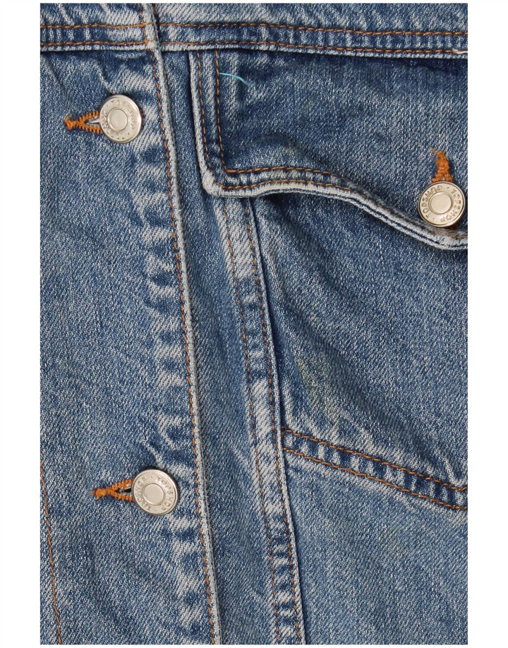 Topshop Giacca da donna oversize in denim sherpa UK 10 piccolo cotone blu