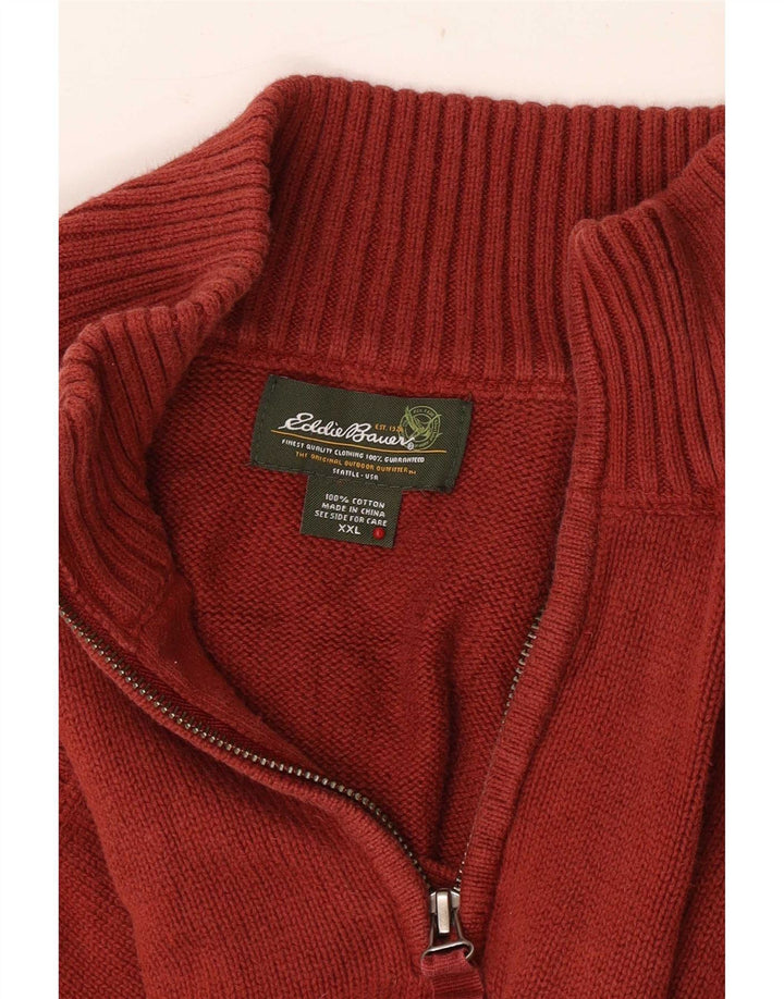 Maglione da uomo con collo con zip Eddie Bauer 2XL cotone marrone