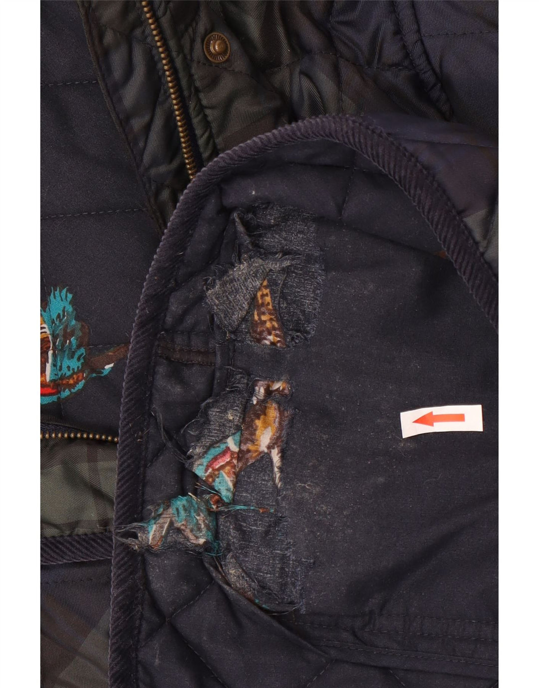 Giacca trapuntata da donna Joules UK 18 XL Poliestere a quadri blu navy
