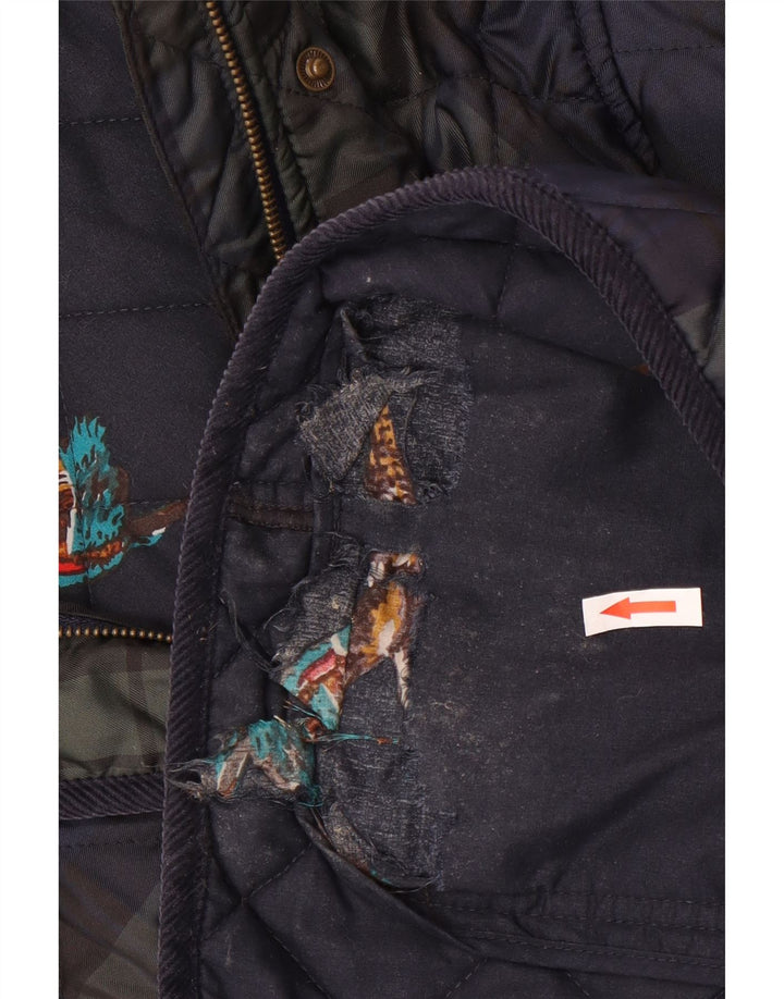 Giacca trapuntata da donna Joules UK 18 XL Poliestere a quadri blu navy
