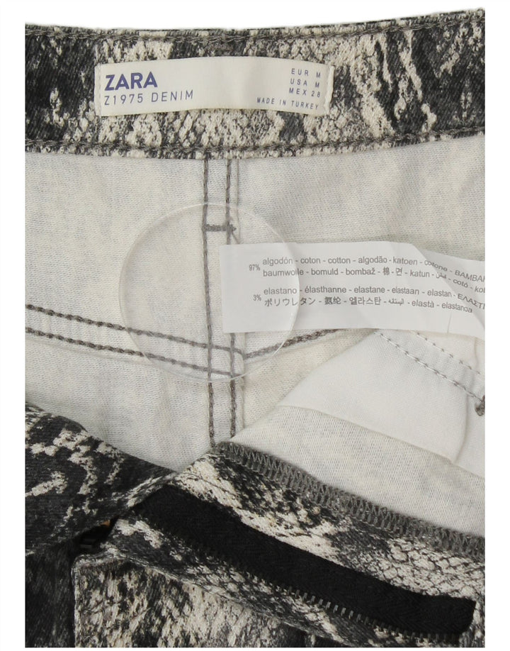 Minigonna ZARA da donna media W30 in cotone con stampa animalier grigia