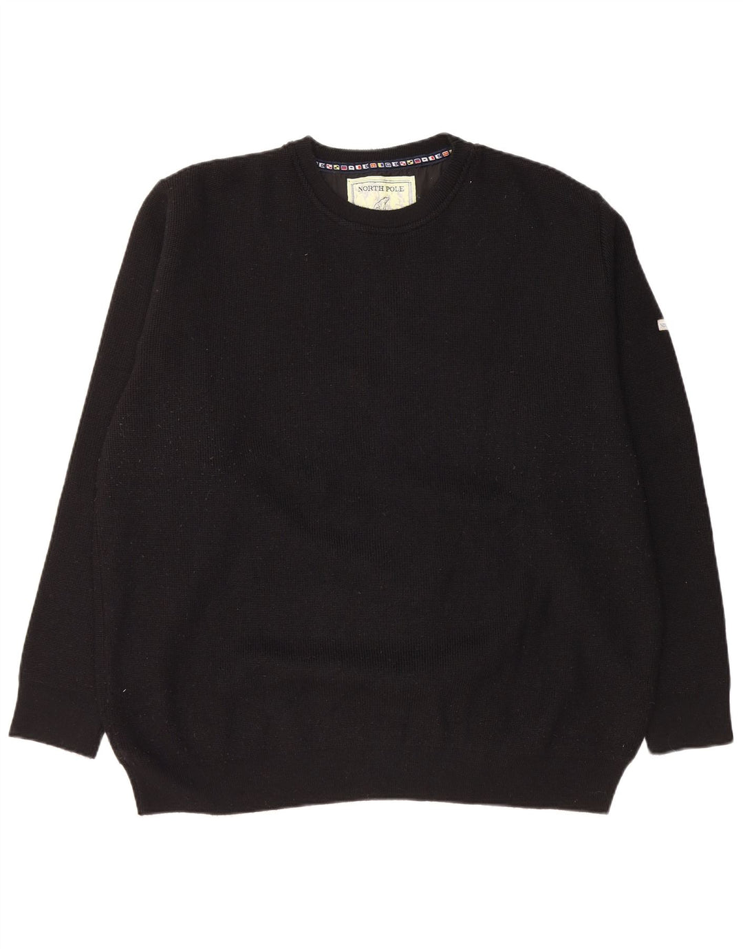 NORTH POLE Maglione maglione girocollo da uomo 2XL lana nera