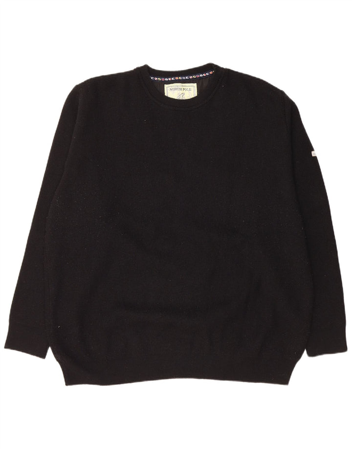 NORTH POLE Maglione maglione girocollo da uomo 2XL lana nera