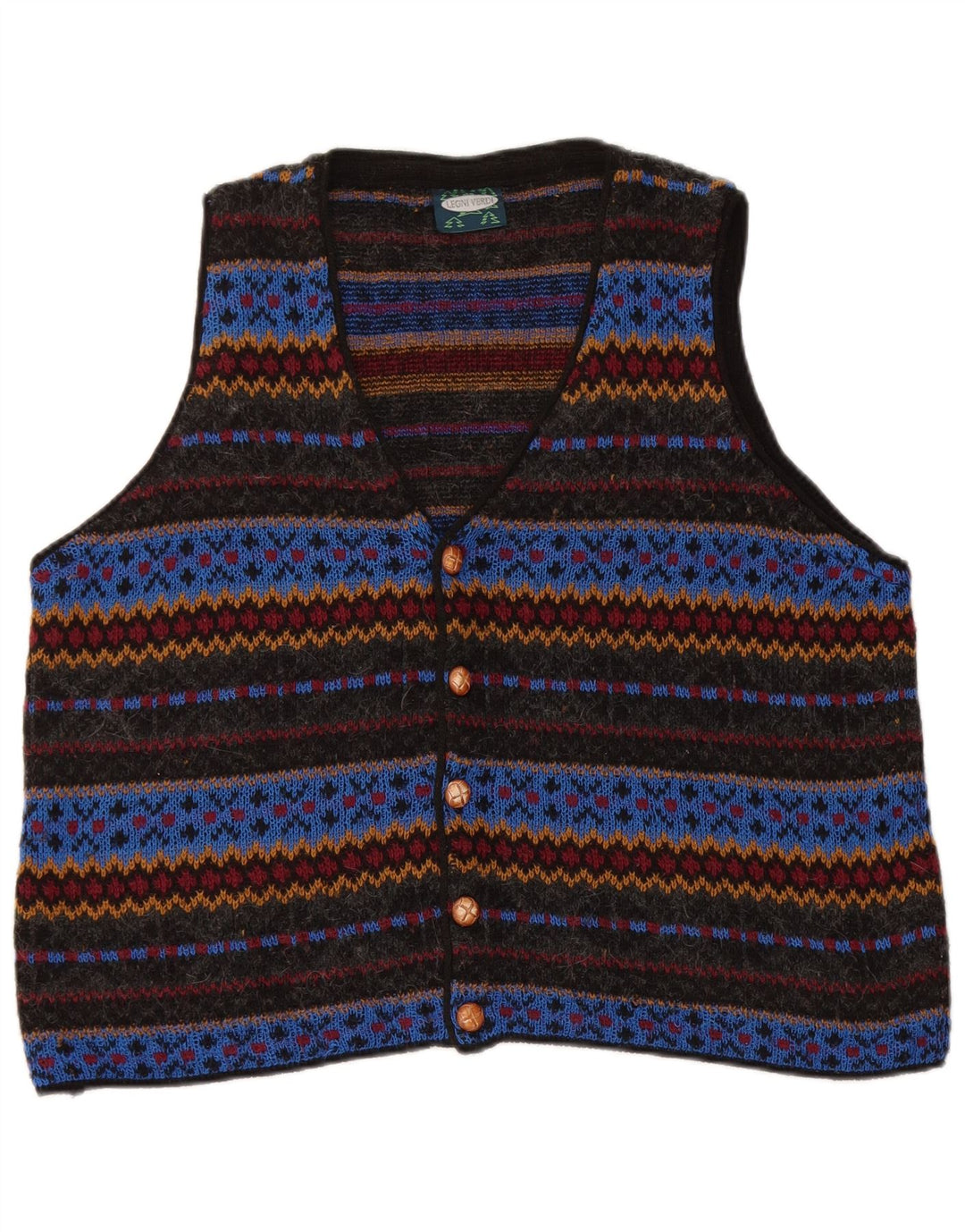 Gilet vintage da uomo in maglia grande geometrico multicolore