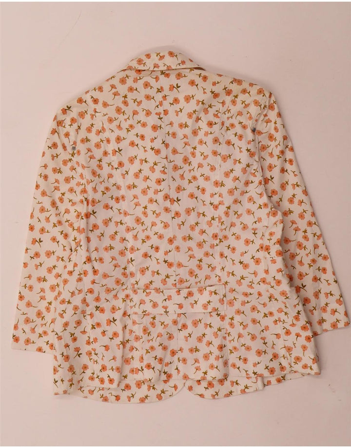LUISA SPAGNOLI Giacca Blazer a 3 Bottoni da Donna IT 44 Medio Bianco Floreale