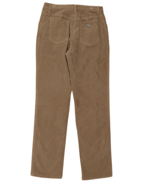Pantaloni casual da donna in velluto dritto Armani W28 L30 cotone beige