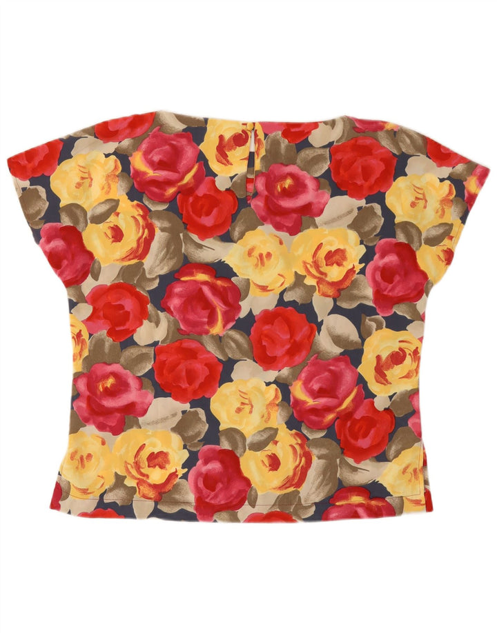 Camicetta da donna vintage Top IT 46 Grande poliestere floreale multicolore