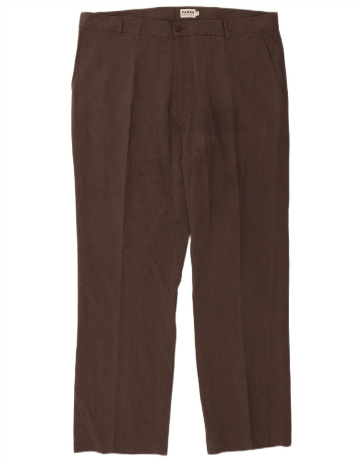 Pantaloni chino dritti da uomo Farah W40 L31 poliestere marrone