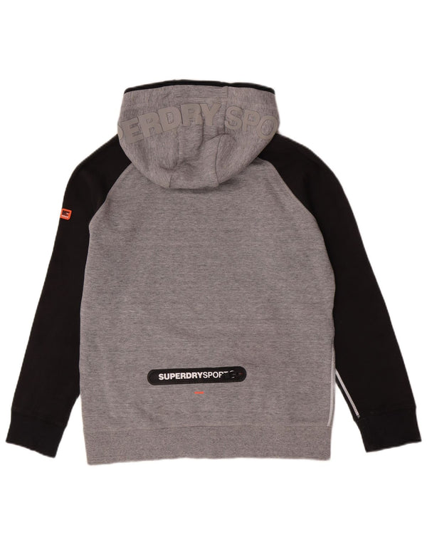 Felpa con cappuccio grafica da donna Superdry UK 18 XL Cotone color block grigio