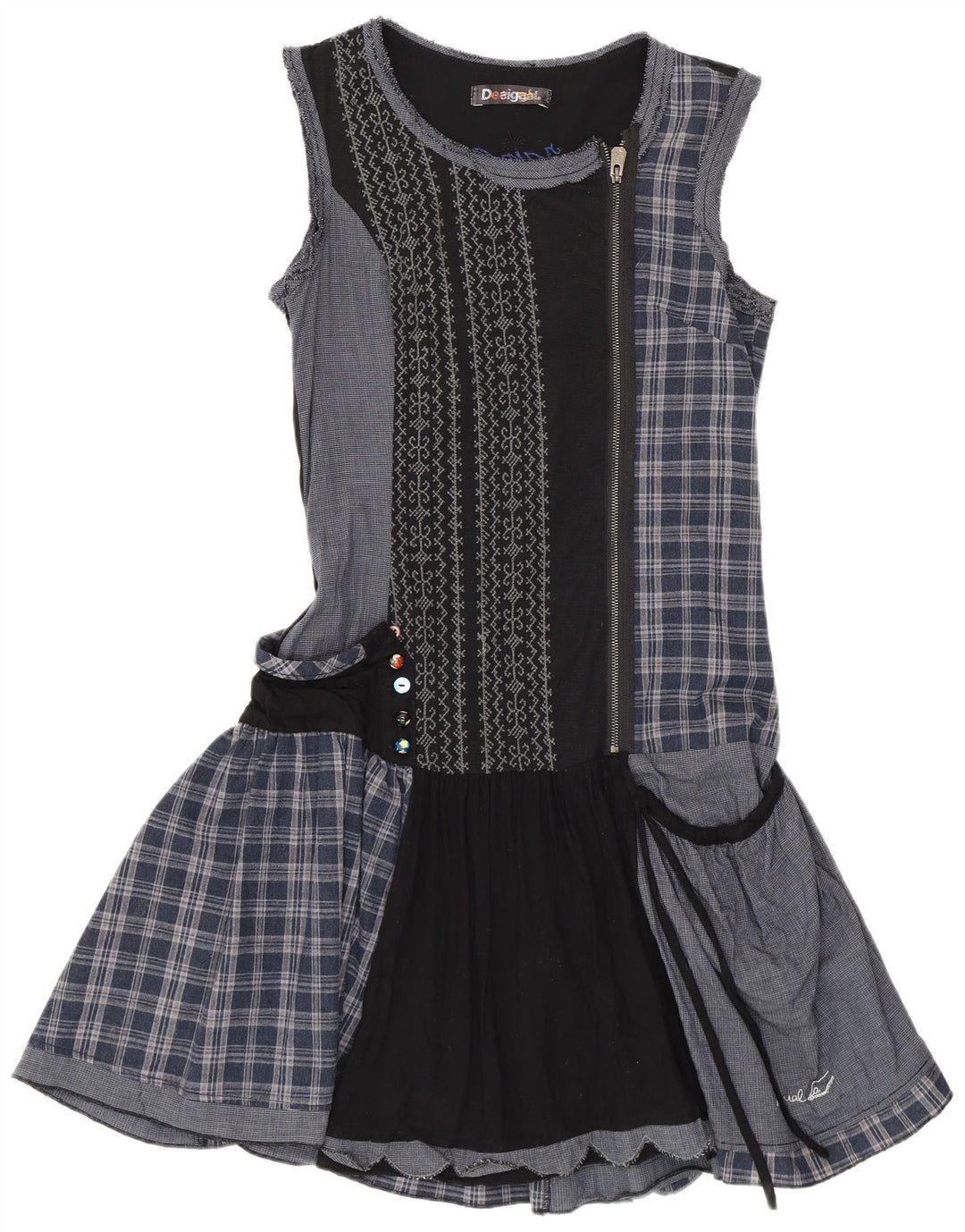 Abito Desigual da donna a vita bassa EU 38 Patchwork medio blu navy