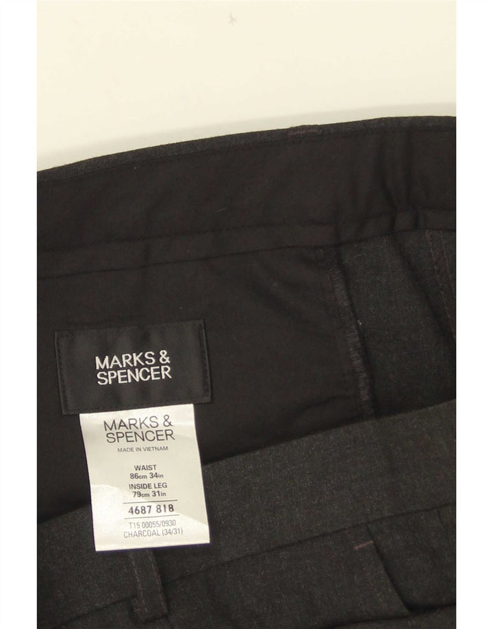 Pantaloni da abito con pegging da uomo Marks & Spencer W34 L31 poliestere grigio