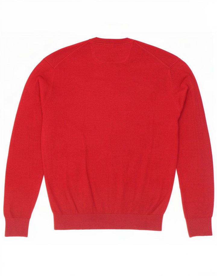 Maglione da uomo con scollo a V Bugatti in cotone bordeaux medio