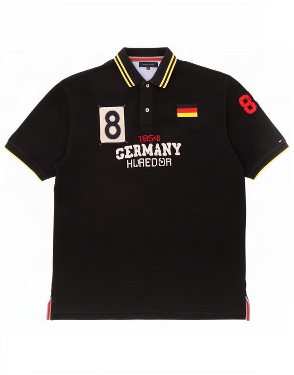 Polo grafica da uomo Tommy Hilfiger 2XL cotone a righe nere