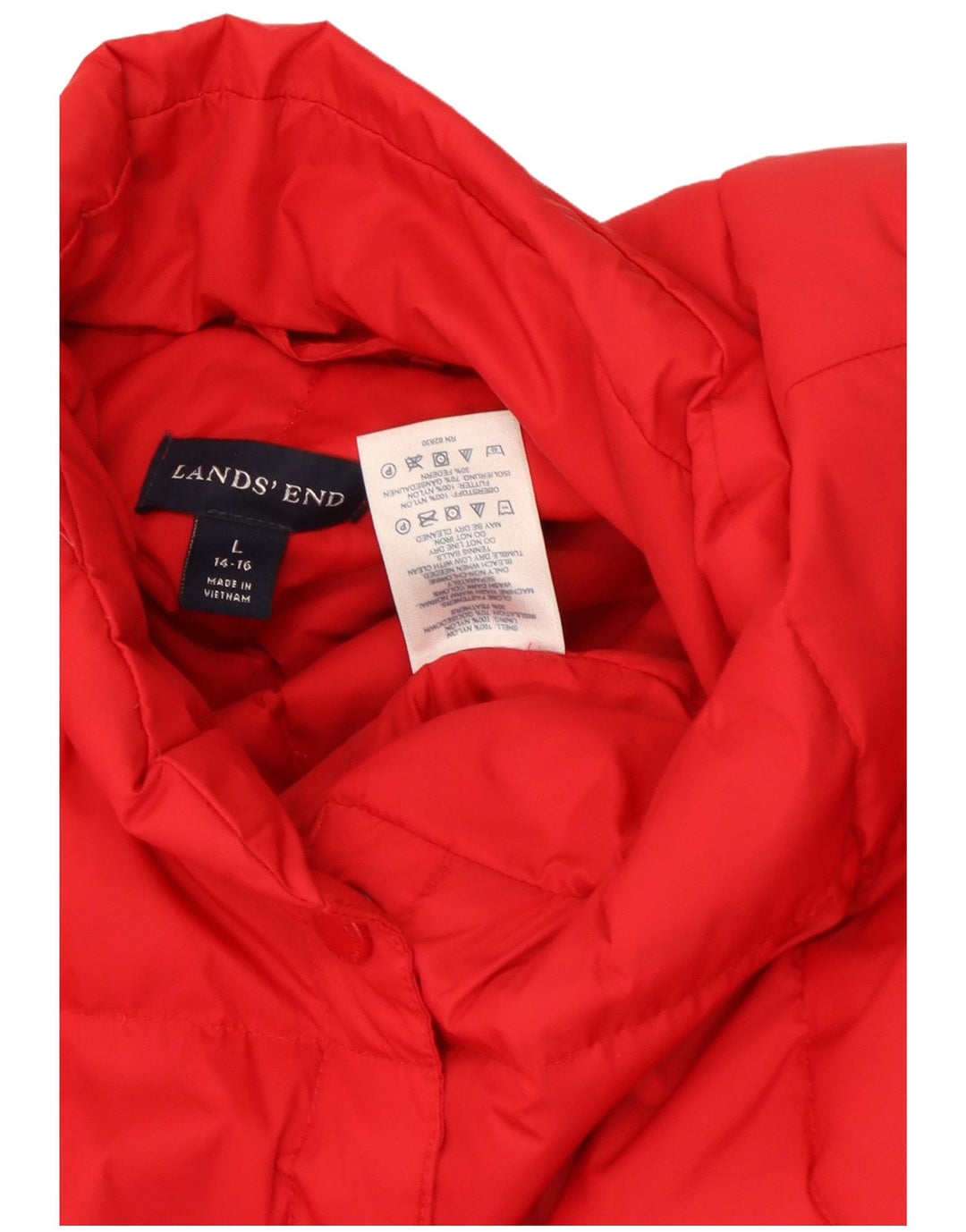 Gilet imbottito da donna Lands End UK 16 grande nylon rosso