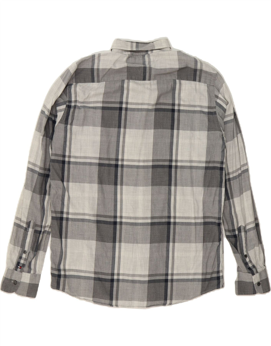 TOMMY HILFIGER Mens Shirt Medium Grey Check Cotton Vintage Tommy Hilfiger and Second-Hand Tommy Hilfiger from Messina Hembry 