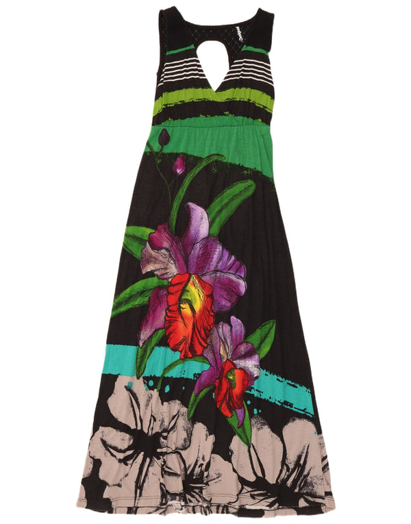 Desigual Abito lungo senza maniche con grafica da donna UK 8 Small Black Floral