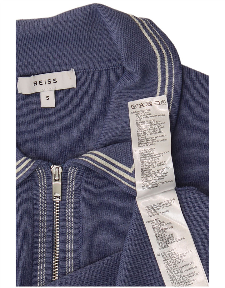 Polo Reiss da uomo con zip e collo piccola in viscosa blu