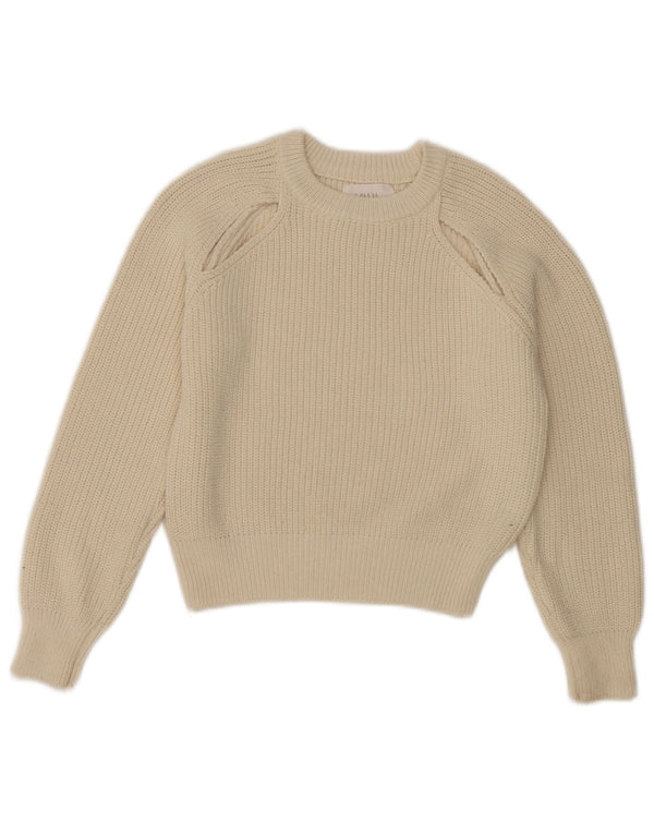Maglione corto girocollo per ragazze Zara 11-12 anni in poliestere beige