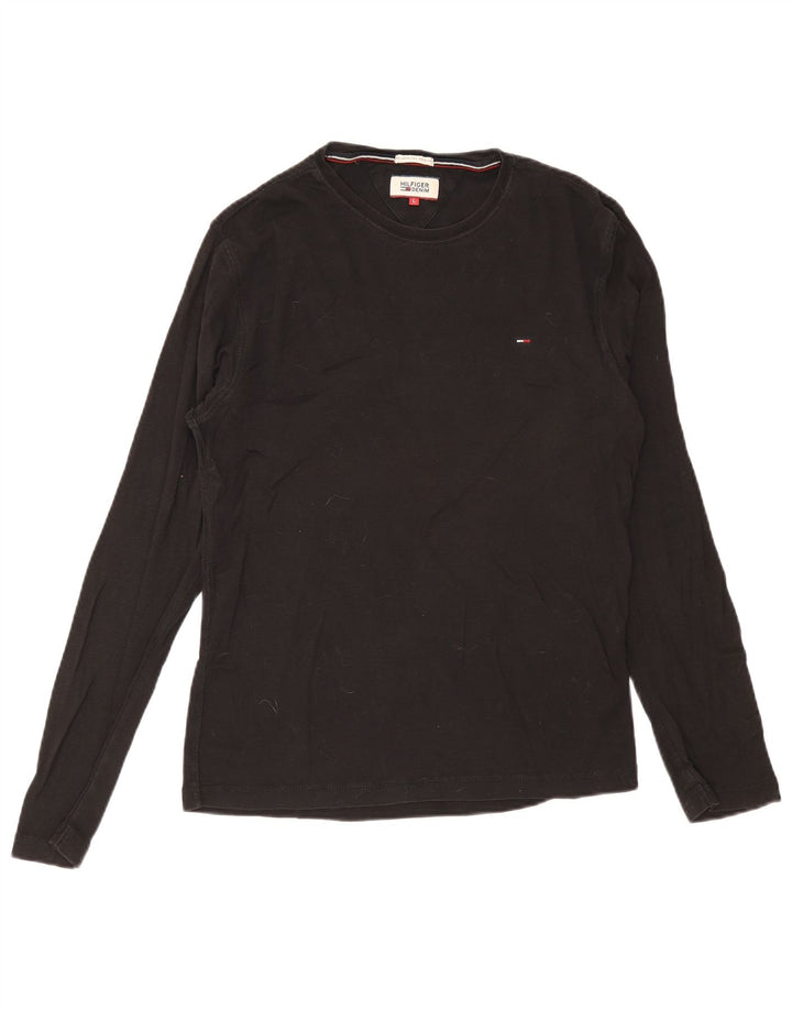 Tommy Hilfiger Uomo Top Manica Lunga Grande Cotone Nero