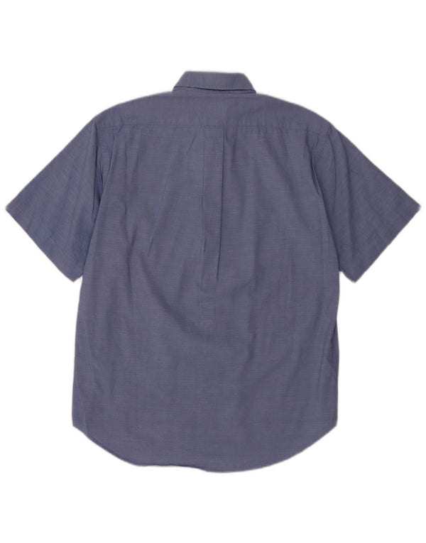 Camicia Boggi Milano a maniche corte da uomo in cotone blu medio