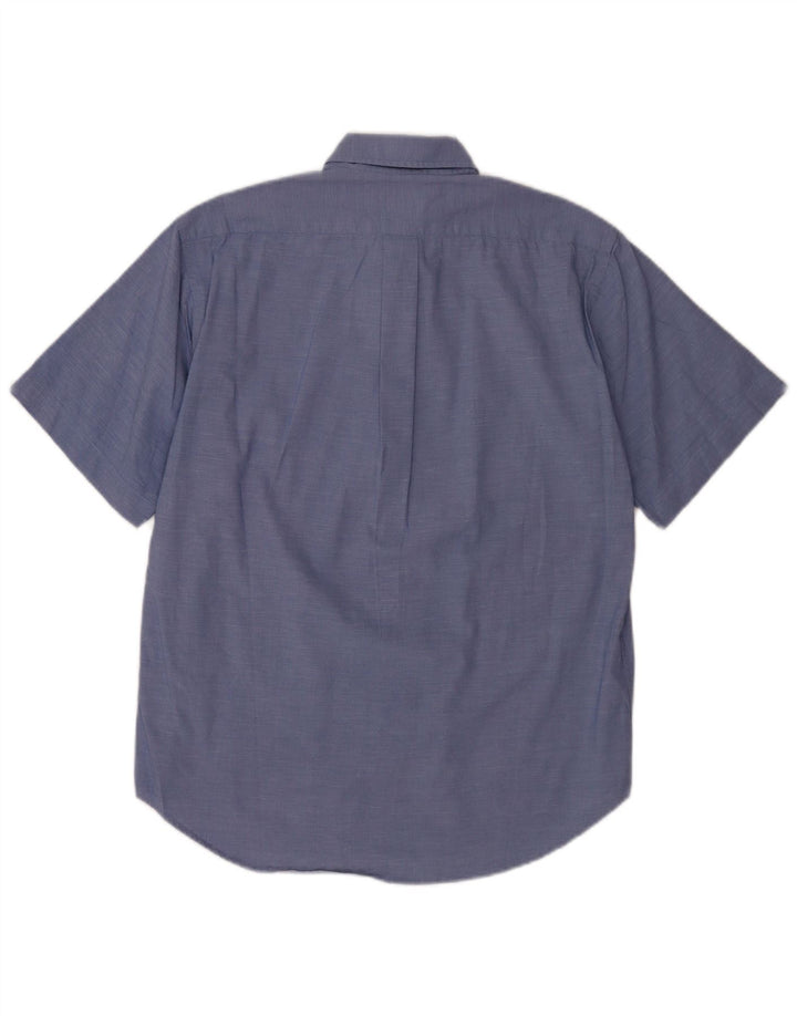 Camicia Boggi Milano a maniche corte da uomo in cotone blu medio