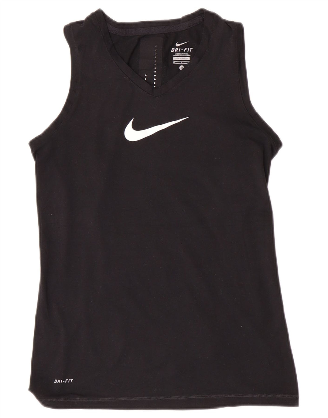 Canotta grafica Nike Dri Fit da donna UK 12 medio nero poliestere