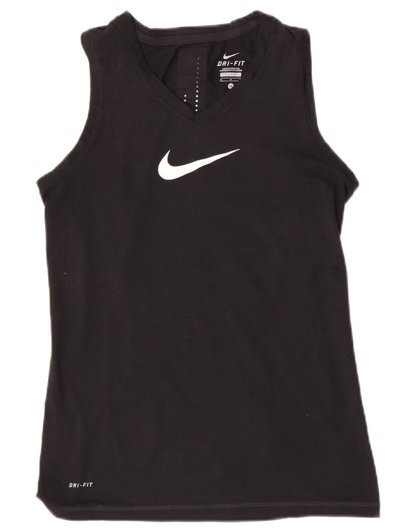 Canotta grafica Nike Dri Fit da donna UK 12 medio nero poliestere